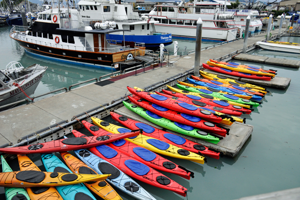 colorful kayaks